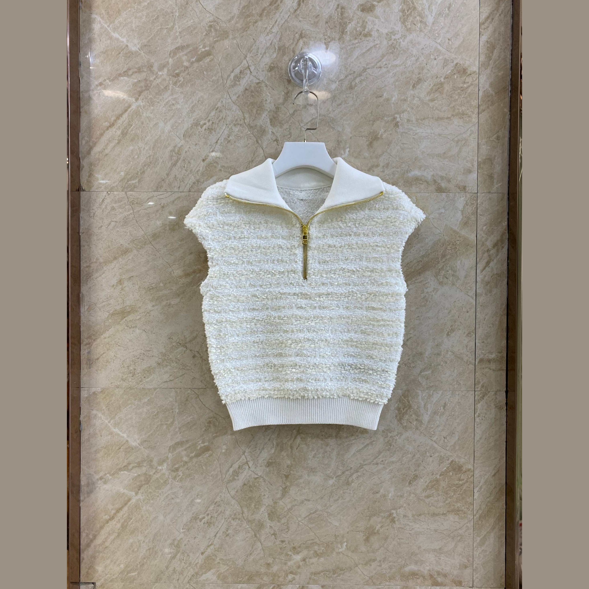 balmain tweed zip-up vest and skirt set